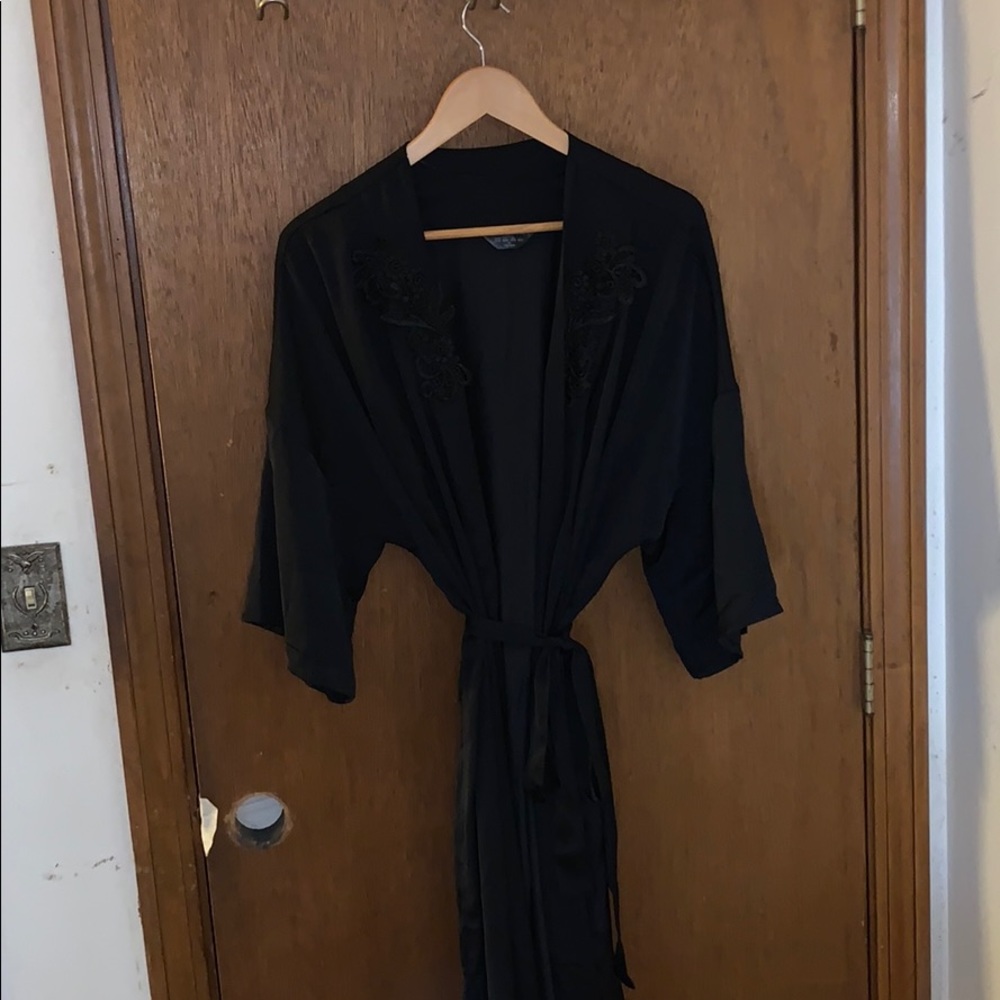 Black Sonoma robe and grey cotton pj shorts